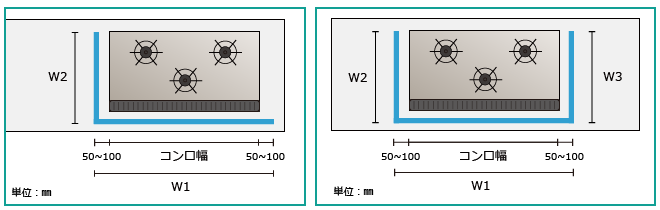 L型やコ型に設置する場合